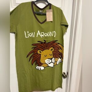 Lazy One Olive Green Lion Pajama Tee